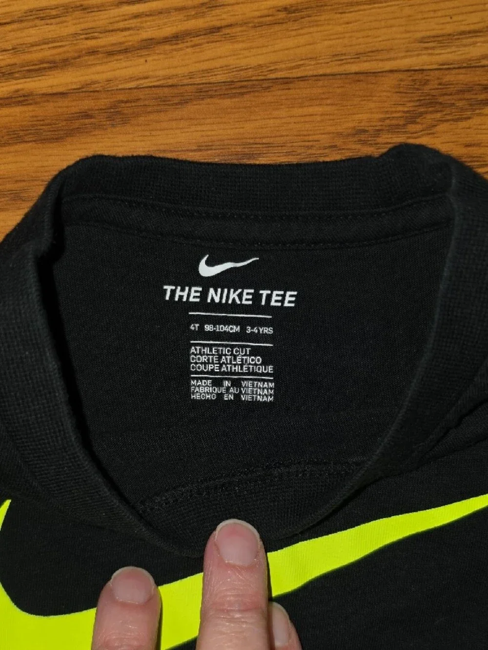 Nike Black Kids Short-Sleeve Tee with Neon Green Swoosh